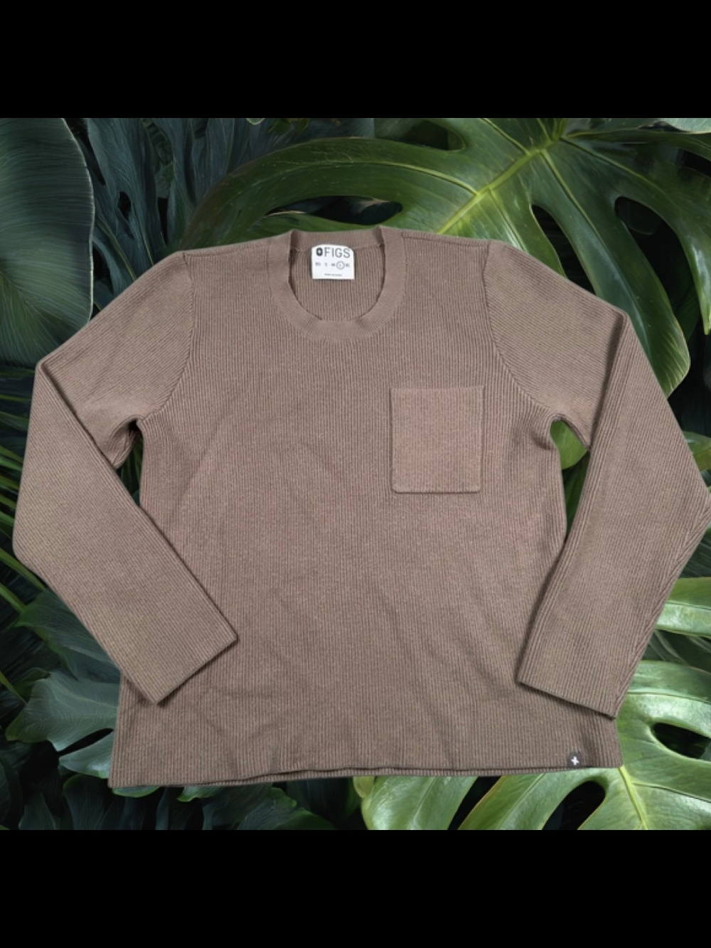 Figs Women's Crewneck Pocket Sweater in Taupe Brown